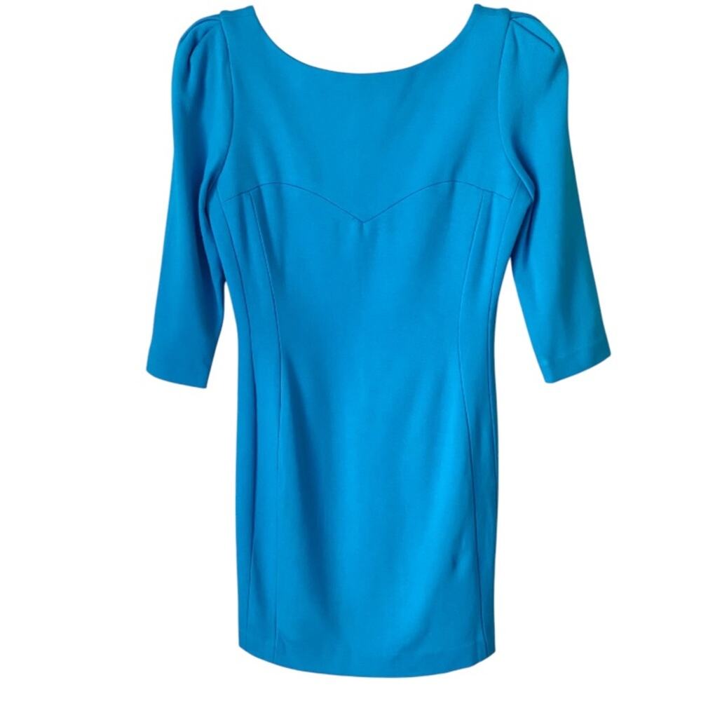 Tibi | Turquoise Blue Sheath Dress Puff Shoulders Medium NWT
